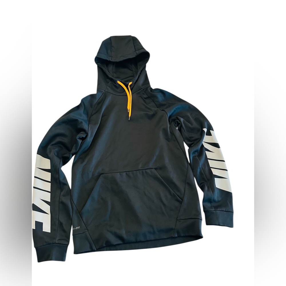 Nike Black Hoodie with White Sleeve Logo Mens Small - Picture 2 of 7